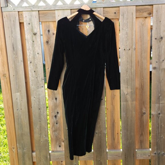 VINTAGE Farouche by Lori Weidner Velvet Green Dress Woman's Size 10 UNIQUE - Picture 2 of 7